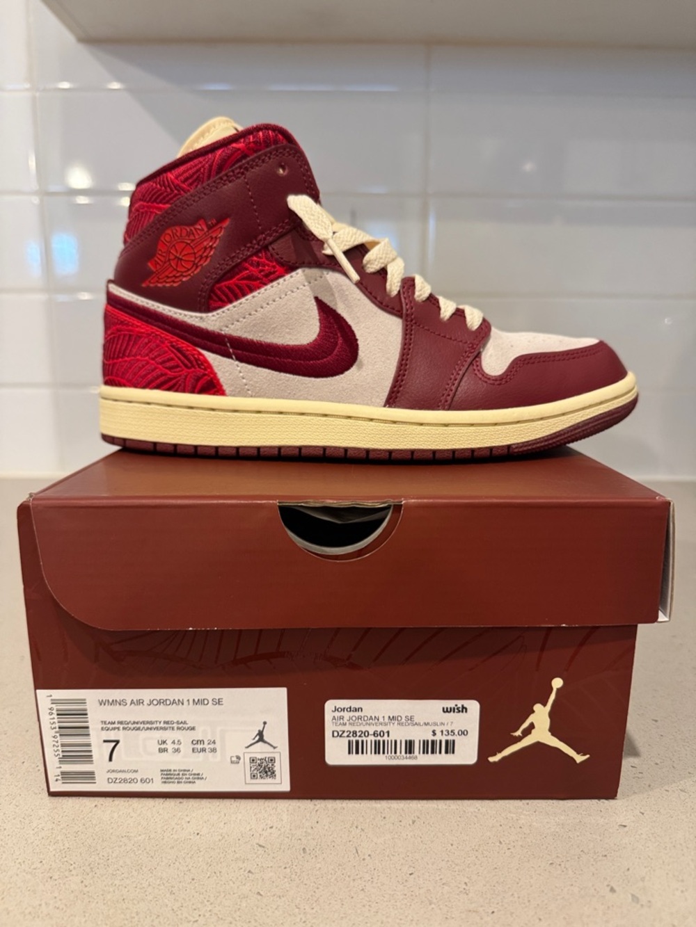 Air Jordan 1 Mid SE “Team Red / Sail” - 5.5Y / 5.5M / 7W